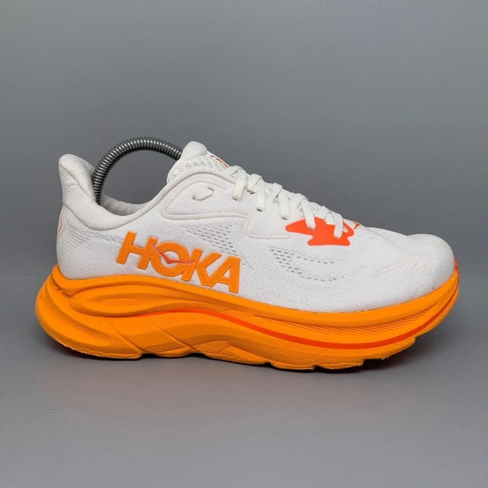 Hoka One Clifton 10 White Orange Running Shoes Women's Sz 8.5B - Picture 5 of 10